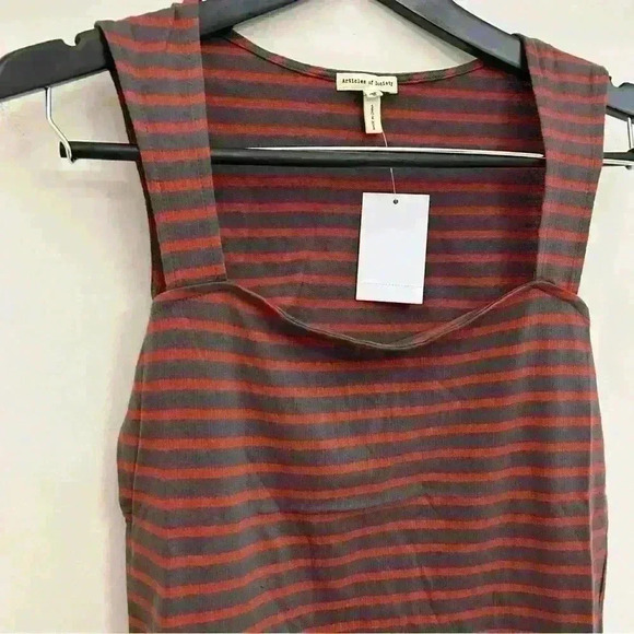 Articles Of Society Gray Red Sleeveless Striped Square Neck Tank Top Women's M - Picture 3 of 6